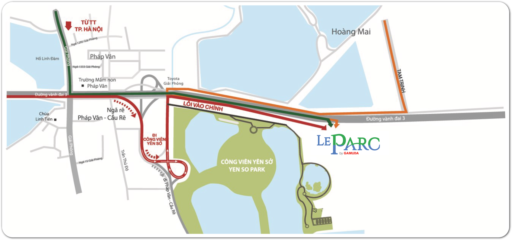 A map with the direction to LeParc